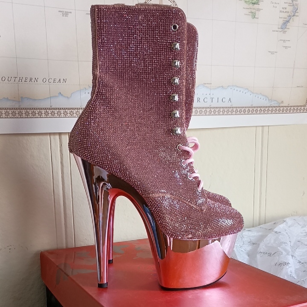 Pleaser Adore 1020CHRS Pink Diamond Boots